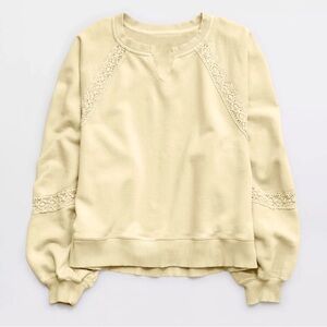 Aerie Cream Lace Detail Sweatshirt